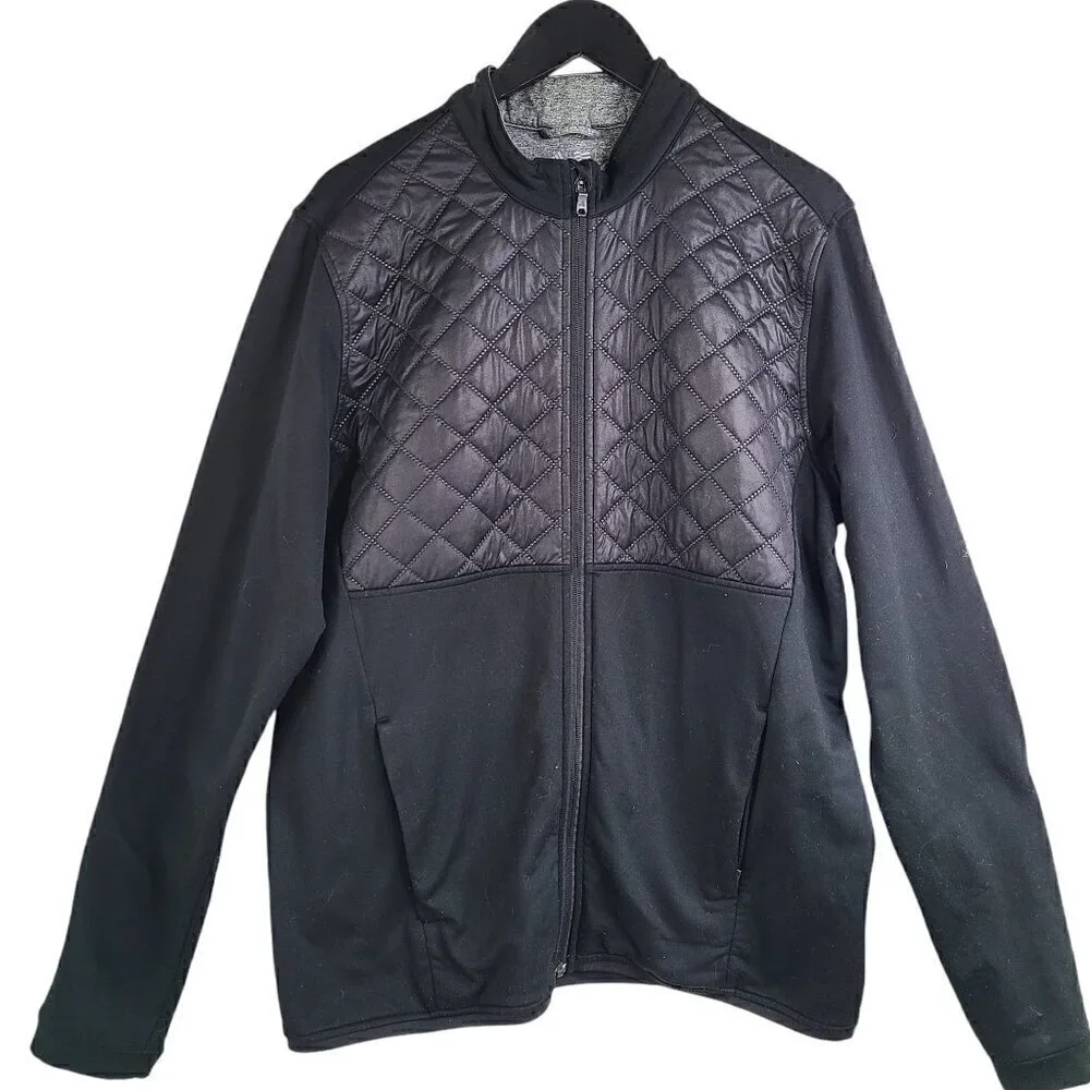 Adidas Climaheat Prime Quilted Black Full-Zip Sweater Jacket